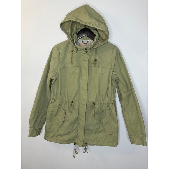 Banana Republic Women's Utility Safari Military Anorak Jacket Hooded Sz L Green - Picture 4 of 12